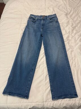 MOTHER High-Rise The Dodger Ankle Flood jeans wide leg. Work hard play hard wash